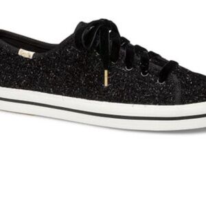 NWT Kate Spade Keds Black Kickstart sparkle tinsel Sneakers size 9